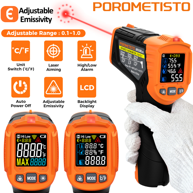 Industrial Laser Temperature Sensor - Termometro a Infrarossi -50~380°C, Misuratore Digitale